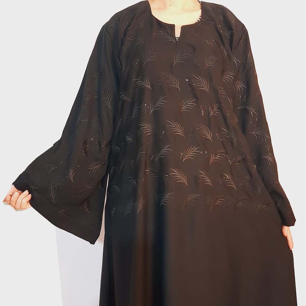 embroided sequence work nidah abaya black