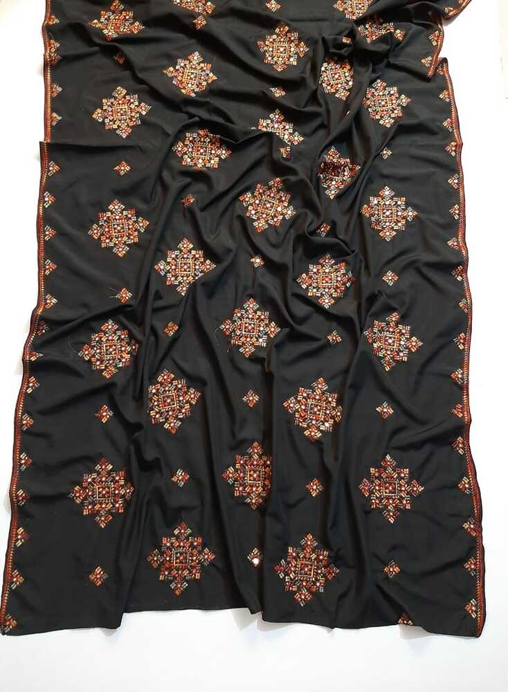 Embroided Swiss Lawn Chaddar Summer Shawl - Black - SH13