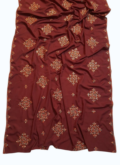 Embroided Swiss Lawn Chaddar Summer Shawl - Black - SH13