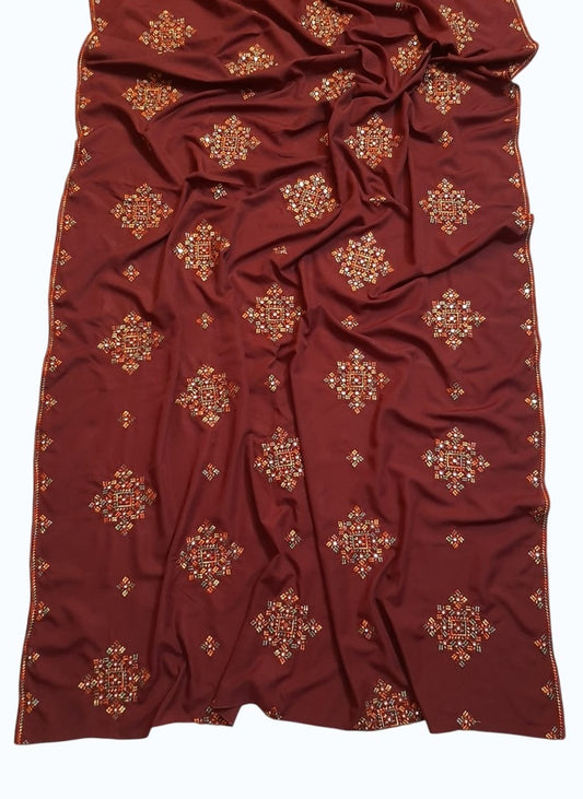 Embroided Swiss Lawn Chaddar Summer Shawl - Black - SH13