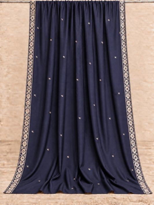 Embroided Swiss Lawn Chaddar Shawl - Navy -  SH58
