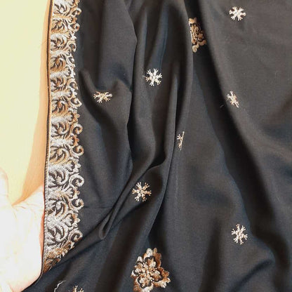 embroided summer shawl swiss lawn black