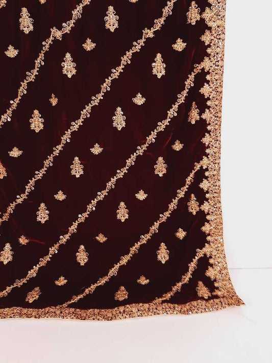 Embroided velvet shawl - Large - Warm - ZSH21