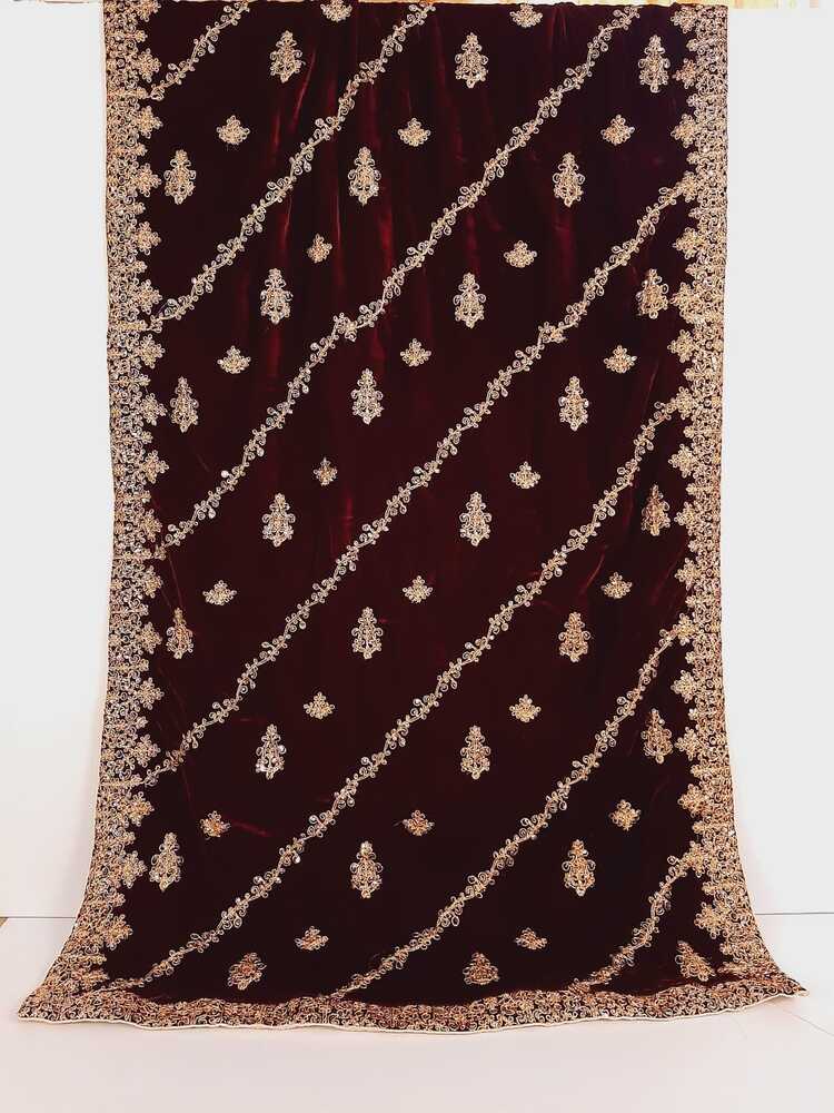 Embroided velvet shawl - Large - Warm - ZSH21