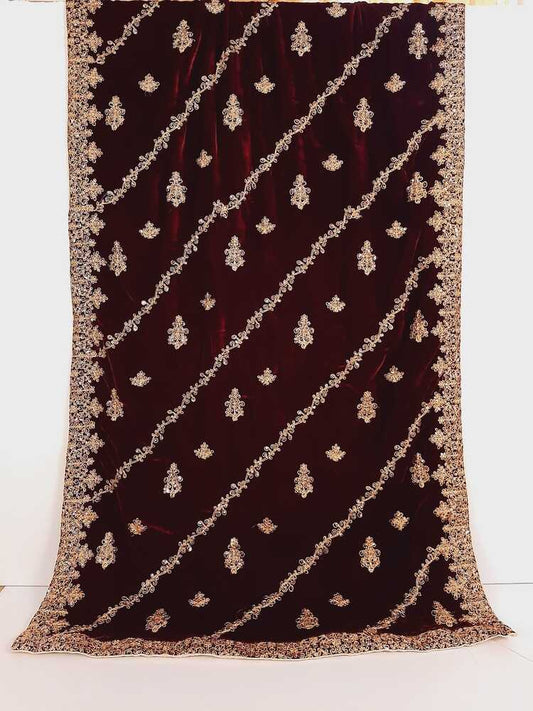 Embroided velvet shawl - Large - Warm - ZSH21