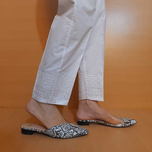 embroided cotton trouser white
