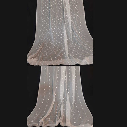 Embroided Sequence Dyeable Chiffon Dupatta - White