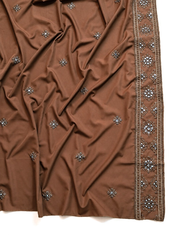 Brown Embroidered Shawl chadar