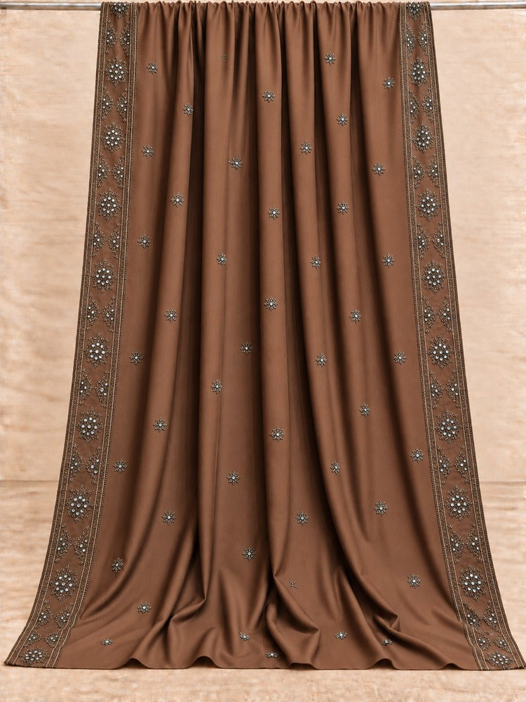 Brown Embroidered Shawl Display