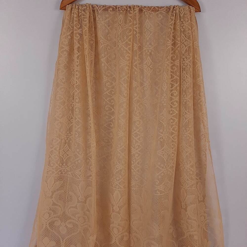 Floral Net Dupatta  - Beige - ZD652