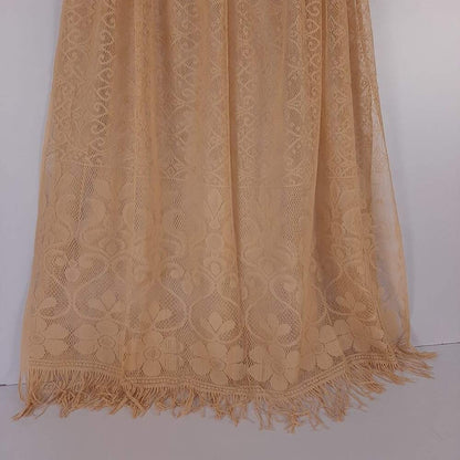 Floral Net Dupatta  - Beige - ZD652