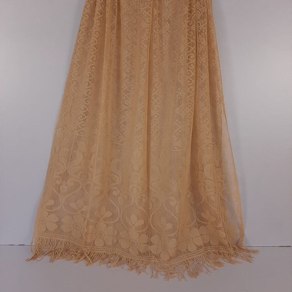 Floral Net Dupatta  - Beige - ZD652