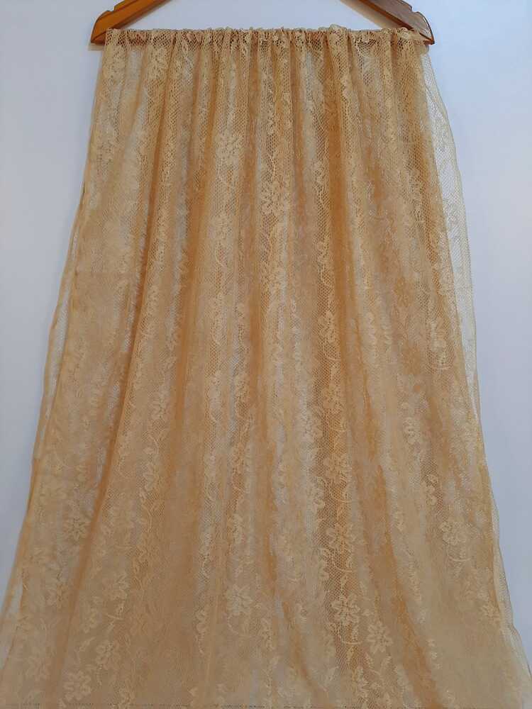 Floral Net Dupatta - Beige - ZD70