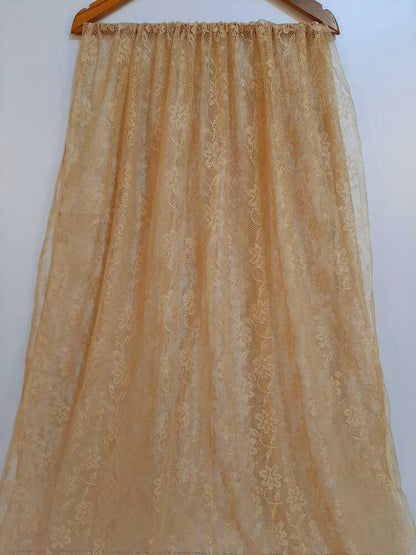 Floral Net Dupatta - Beige - ZD70