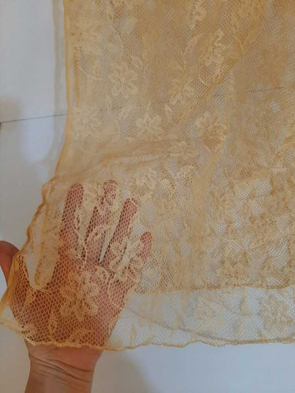 Floral Net Dupatta - Beige - ZD70