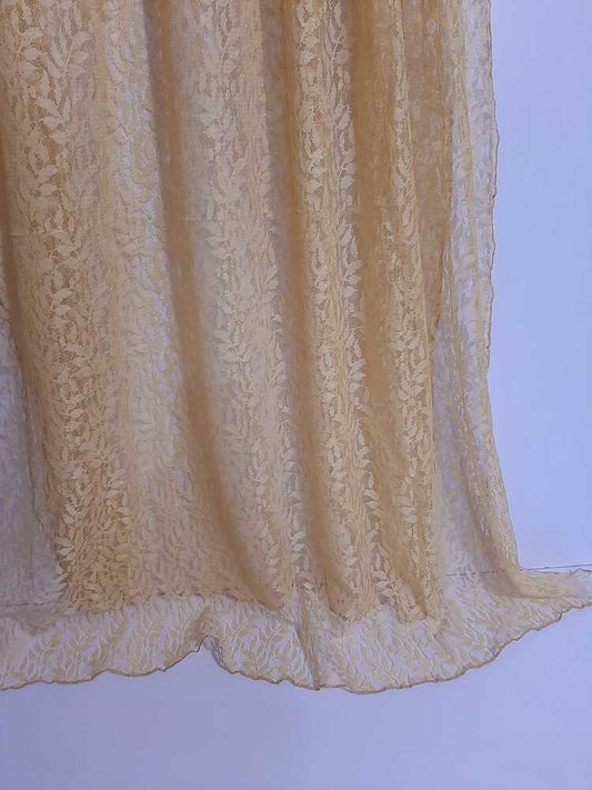 Floral Net Dupatta - Beige - ZD82