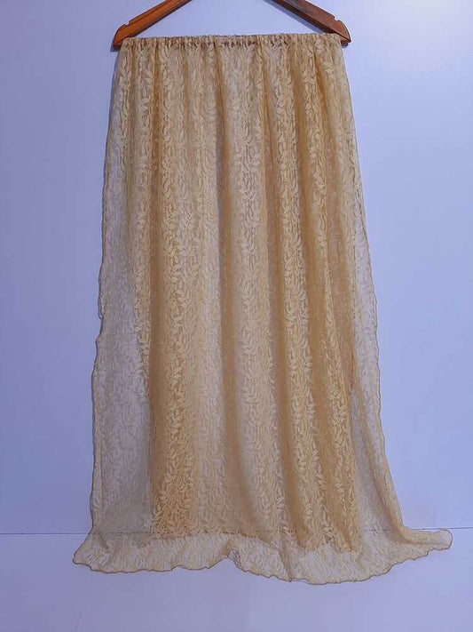 Floral Net Dupatta - Beige - ZD82