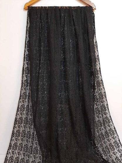 Floral Net Dupatta - Black - ZD103