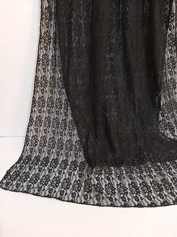 Floral Net Dupatta - Black - ZD103