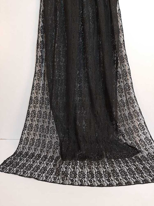 Floral Net Dupatta - Black - ZD103