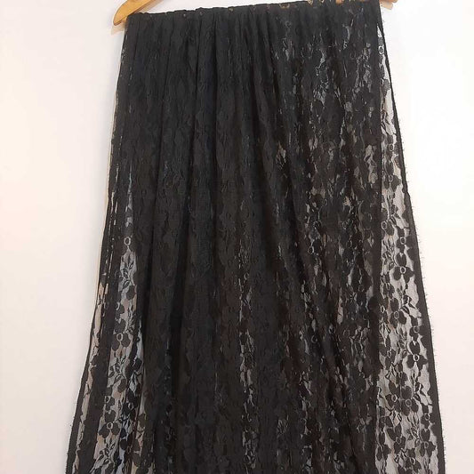 Floral Net  Dupatta - Black - ZD50