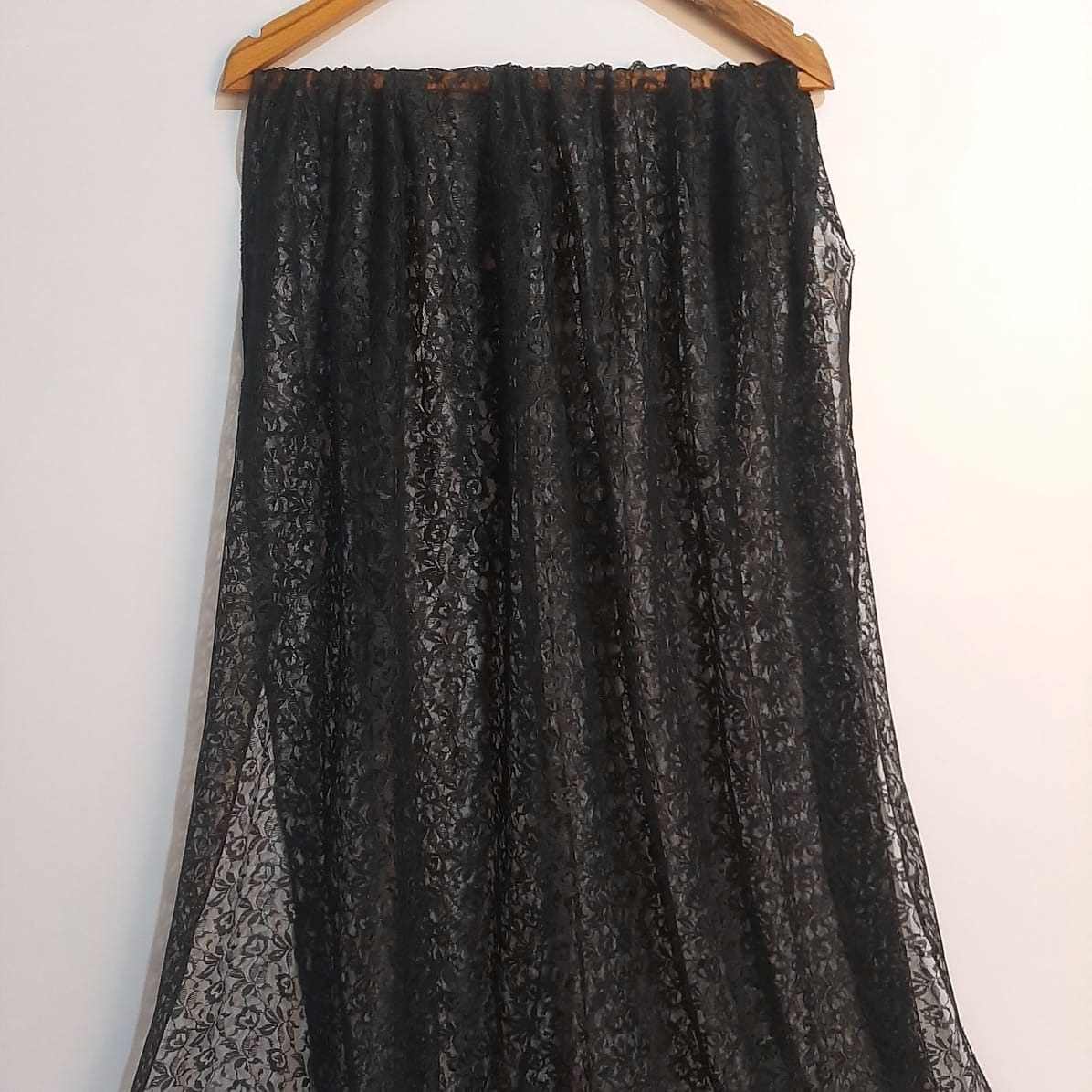 Floral Net Dupatta - Black - ZD70