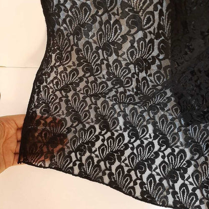Floral Net Dupatta - Black - ZD31