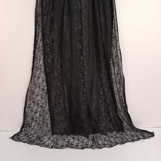 Floral Net Dupatta - Large - Black - ZD79