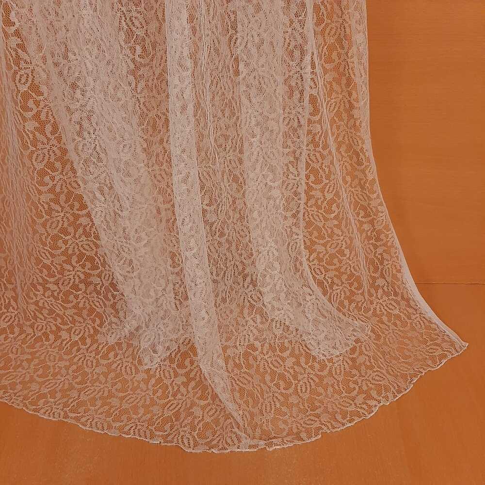 Floral Net dupatta - White - ZD189