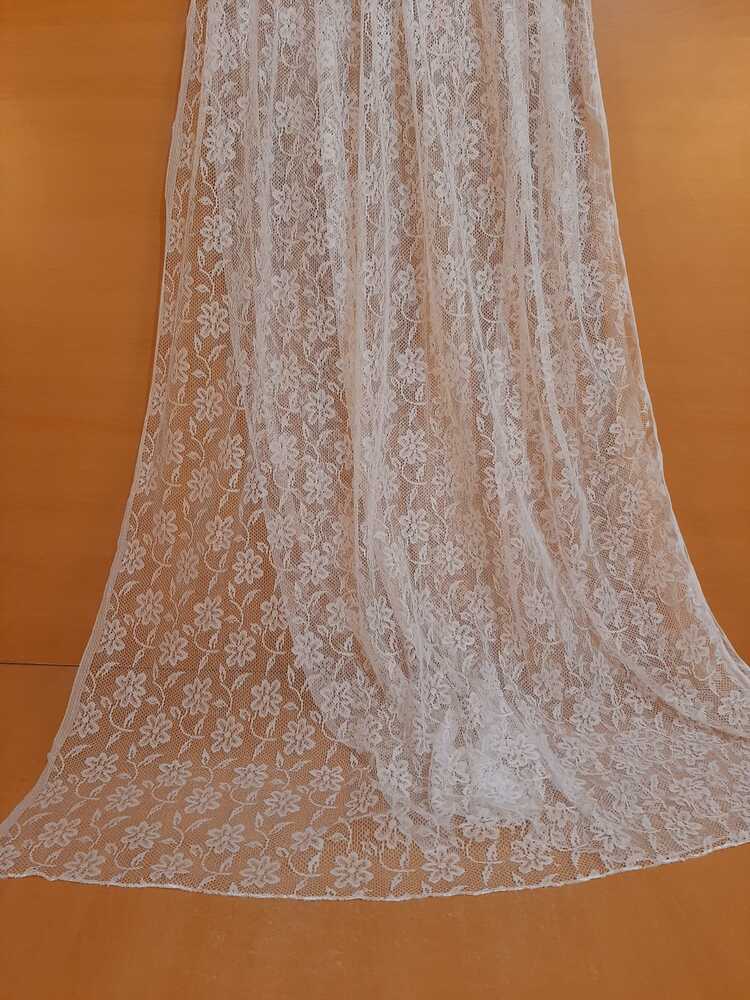Floral Net Dupatta White - ZD38