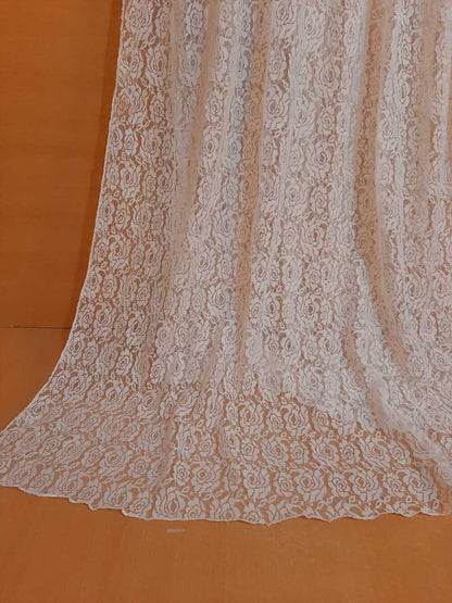 Floral Net Dupatta - White - ZD617