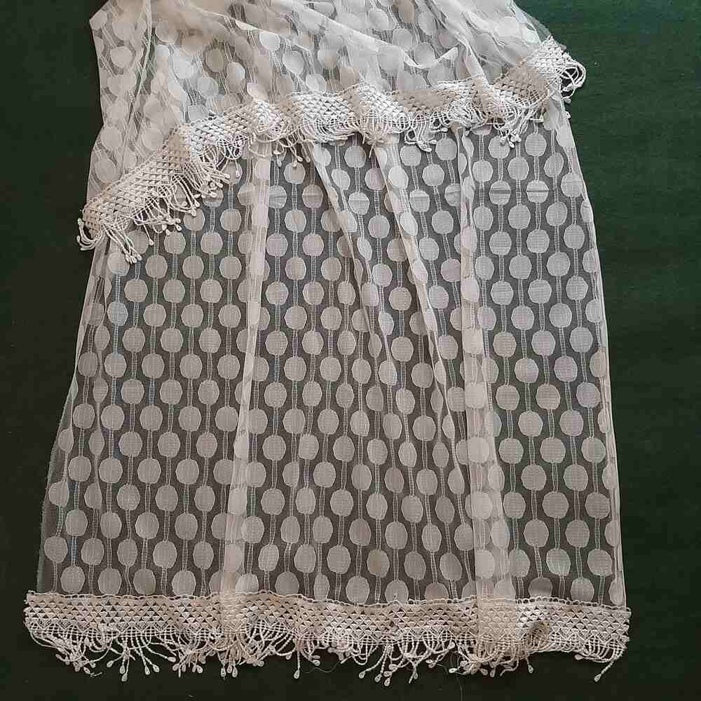 floral net dupatta with lace white