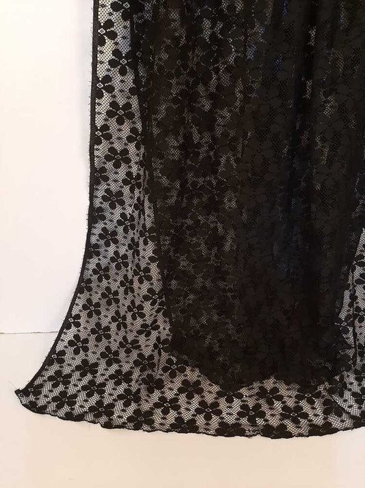 Floral Net Dupatta Black - ZD38