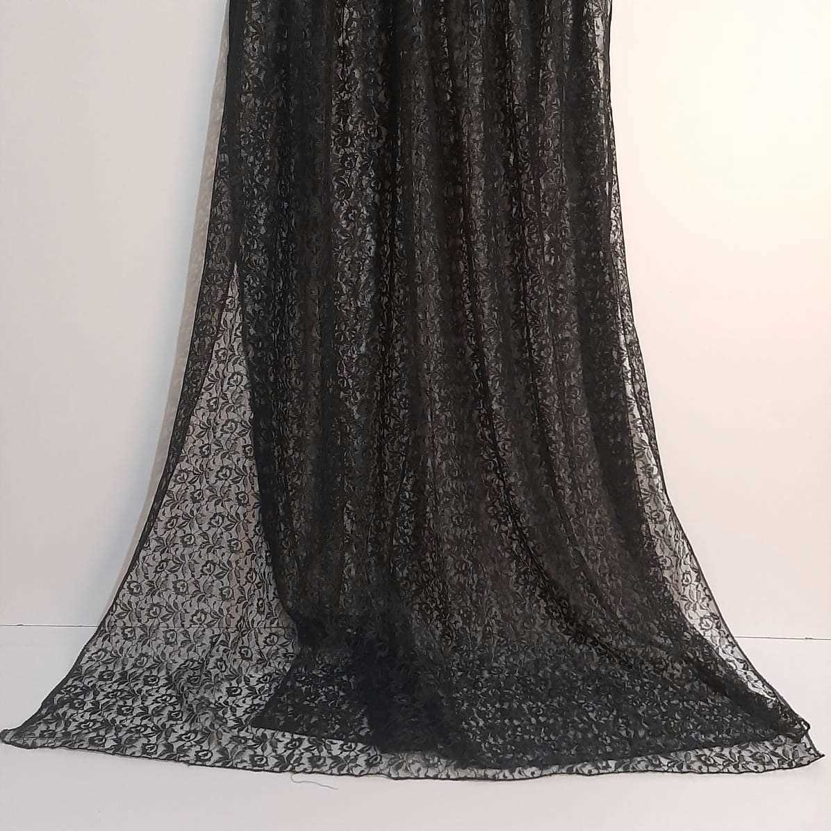 Floral Net Dupatta - Black - ZD70
