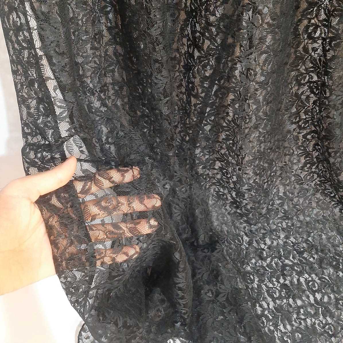 Floral Net Dupatta - Black - ZD70