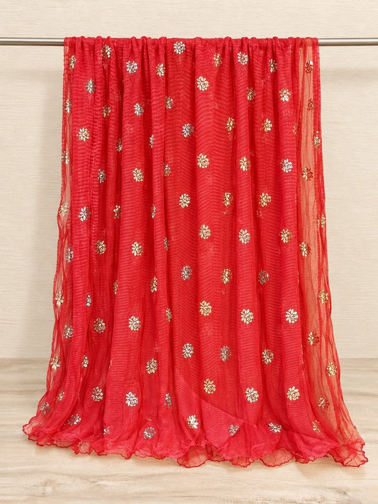 Foil Print Chiffon Crush Dupatta - ZD610
