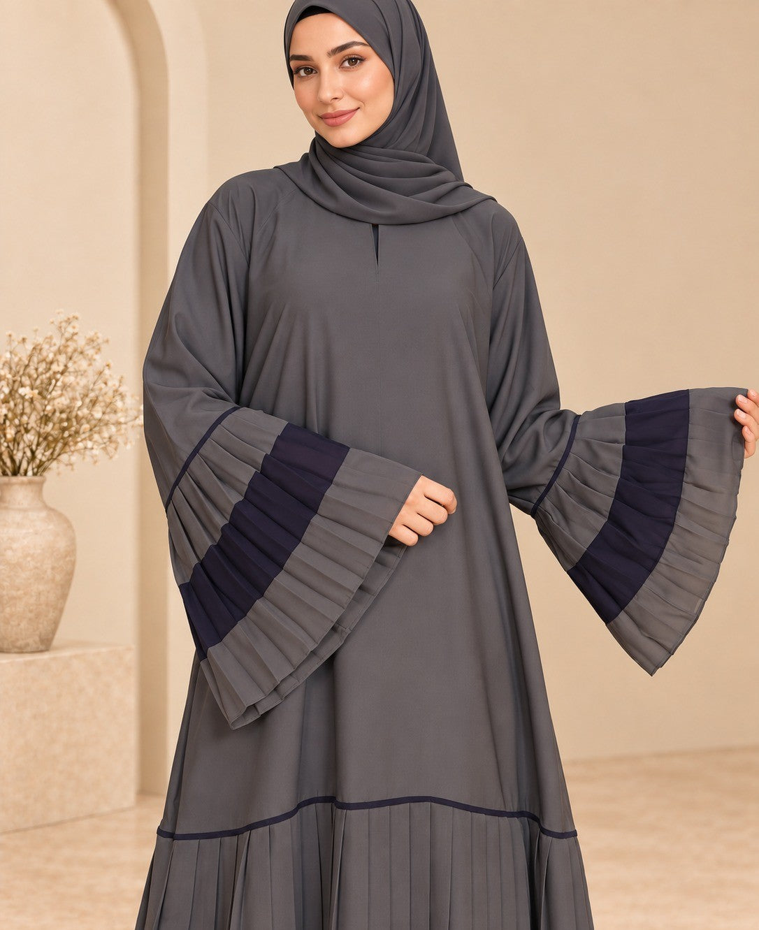 Two Tone Frill Design Nidah Abaya - BGA19