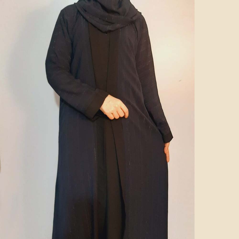 georgette double layer abaya black