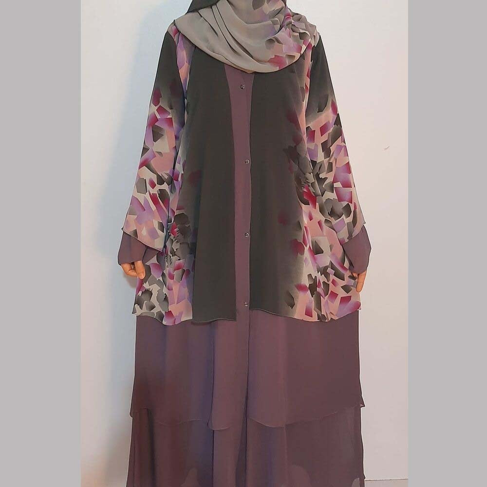 georgette front open abaya with scarf 