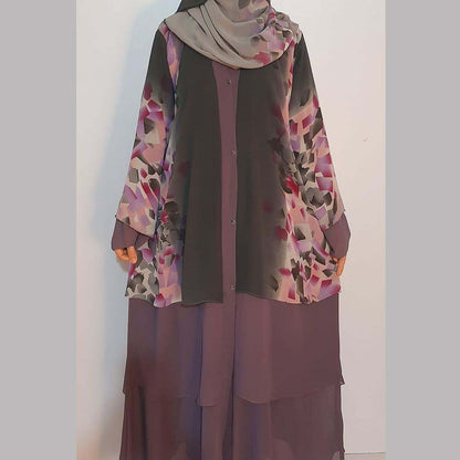 georgette front open abaya with scarf 