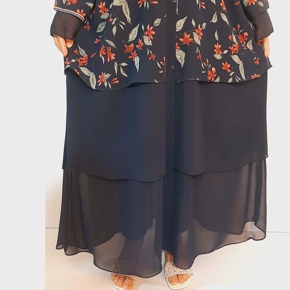 georgette front open abaya with scarf navy