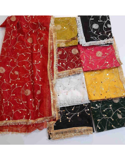 Gota Work Dupatta For Wedding - Net -  ZD07