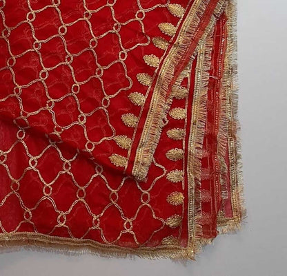 Gota Work Dupatta For Wedding - Net -  ZD683