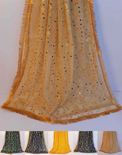 Gota Work Dupatta For Wedding Party - Net -  ZD1204