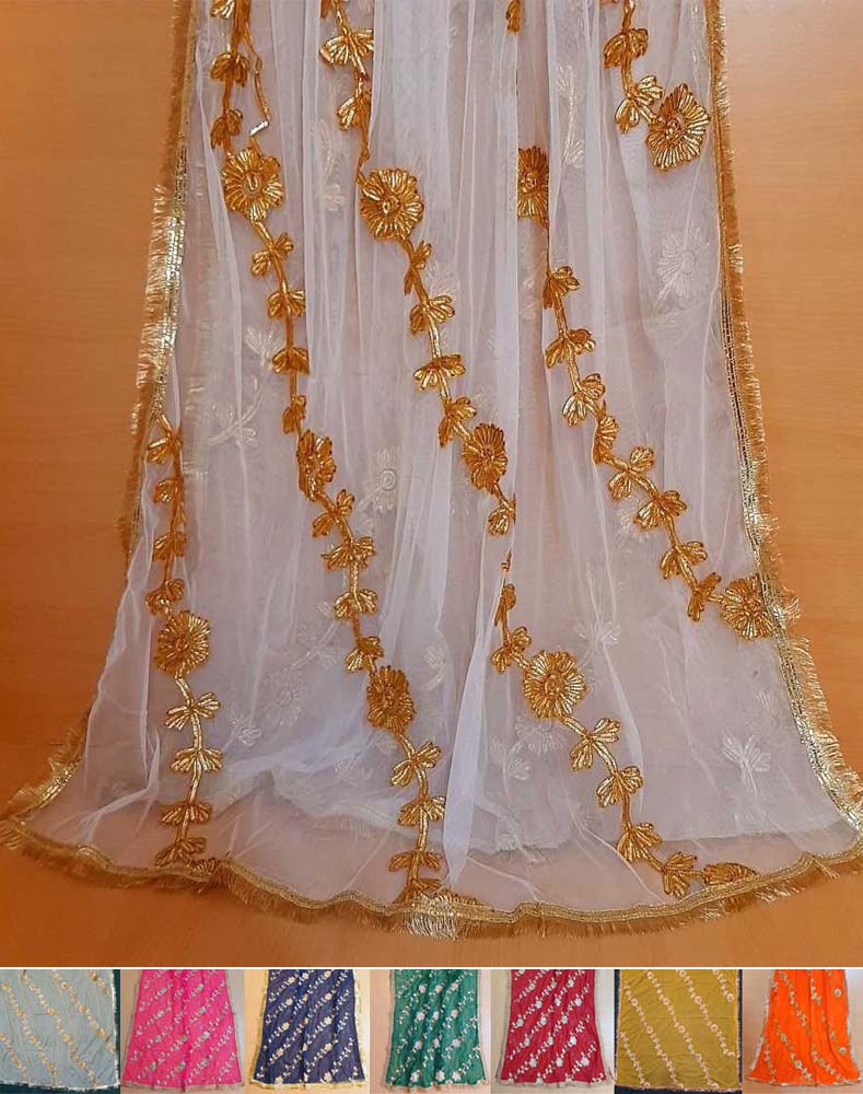 Gota Work Dupatta For Wedding Party - Net - ZD630