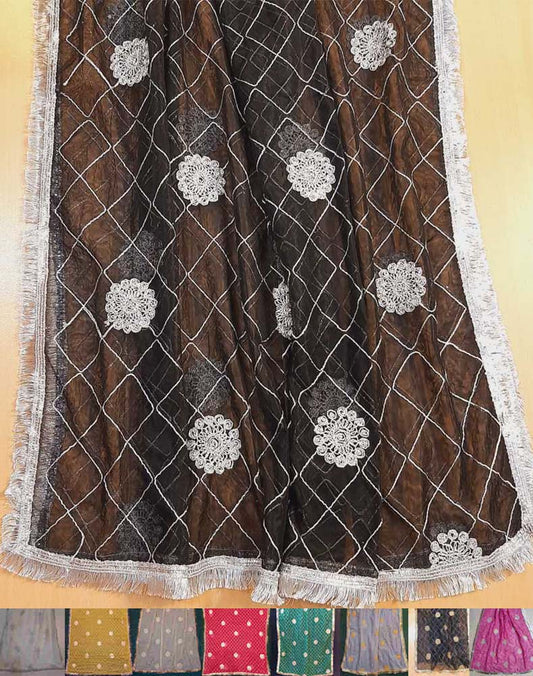 Gota Work Dupatta For Wedding Party  - Net -  ZD632