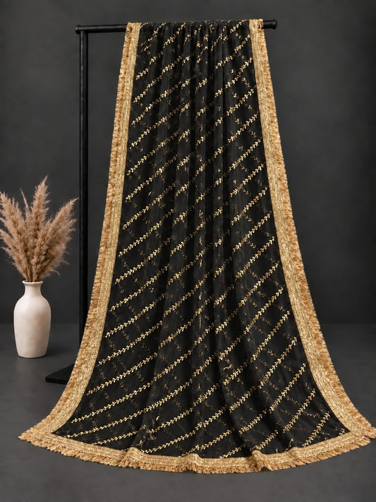 Gota Work Net Dupatta - Black - ZD0A7