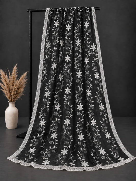 Gota Work Dupatta For Wedding - Net - Black -  ZD0A2