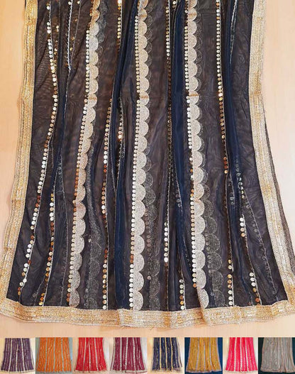 Gota Work Dupatta For Wedding Party - Net - ZD0A3