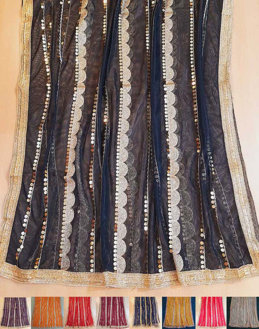 Gota Work Dupatta For Wedding Party - Net - ZD0A3